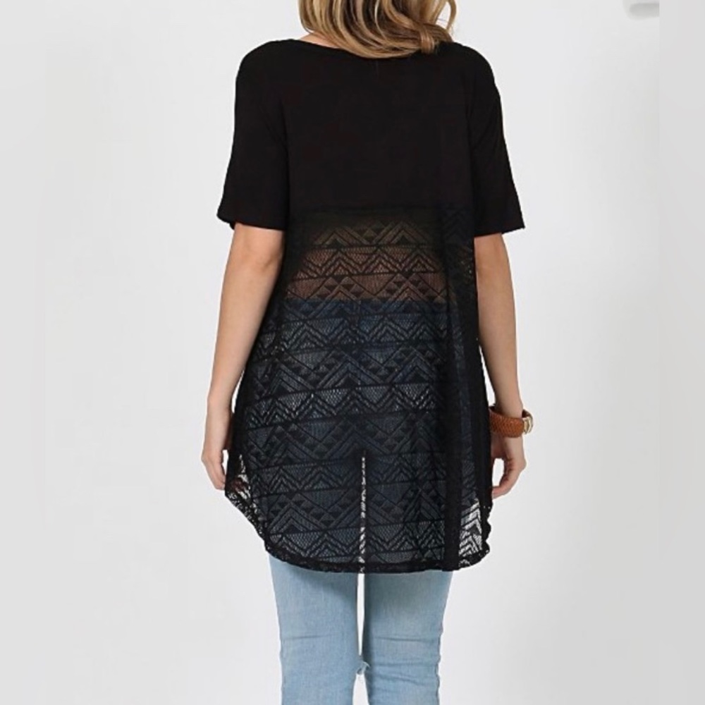 Lace Back Hi-Low Short Sleeve Top - excellent condition